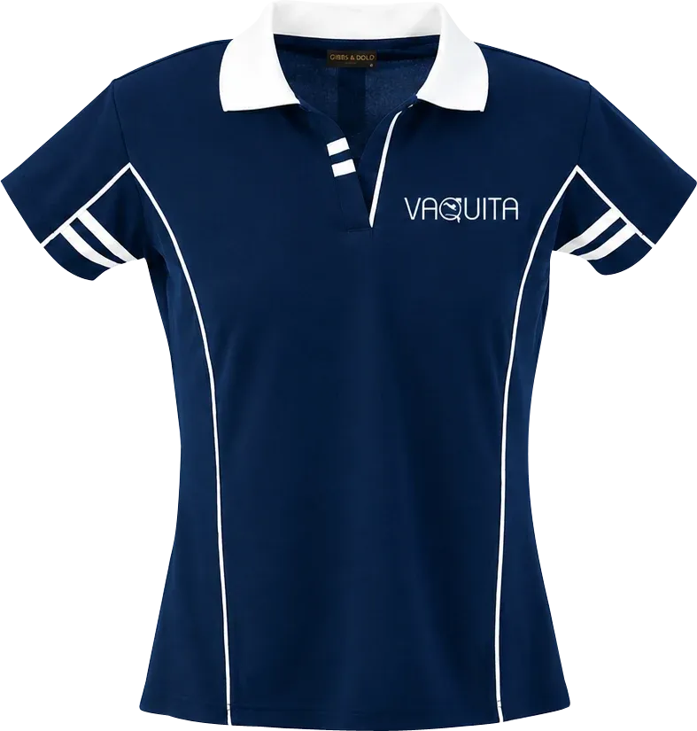 Vaquita branded navy crew polo shirt